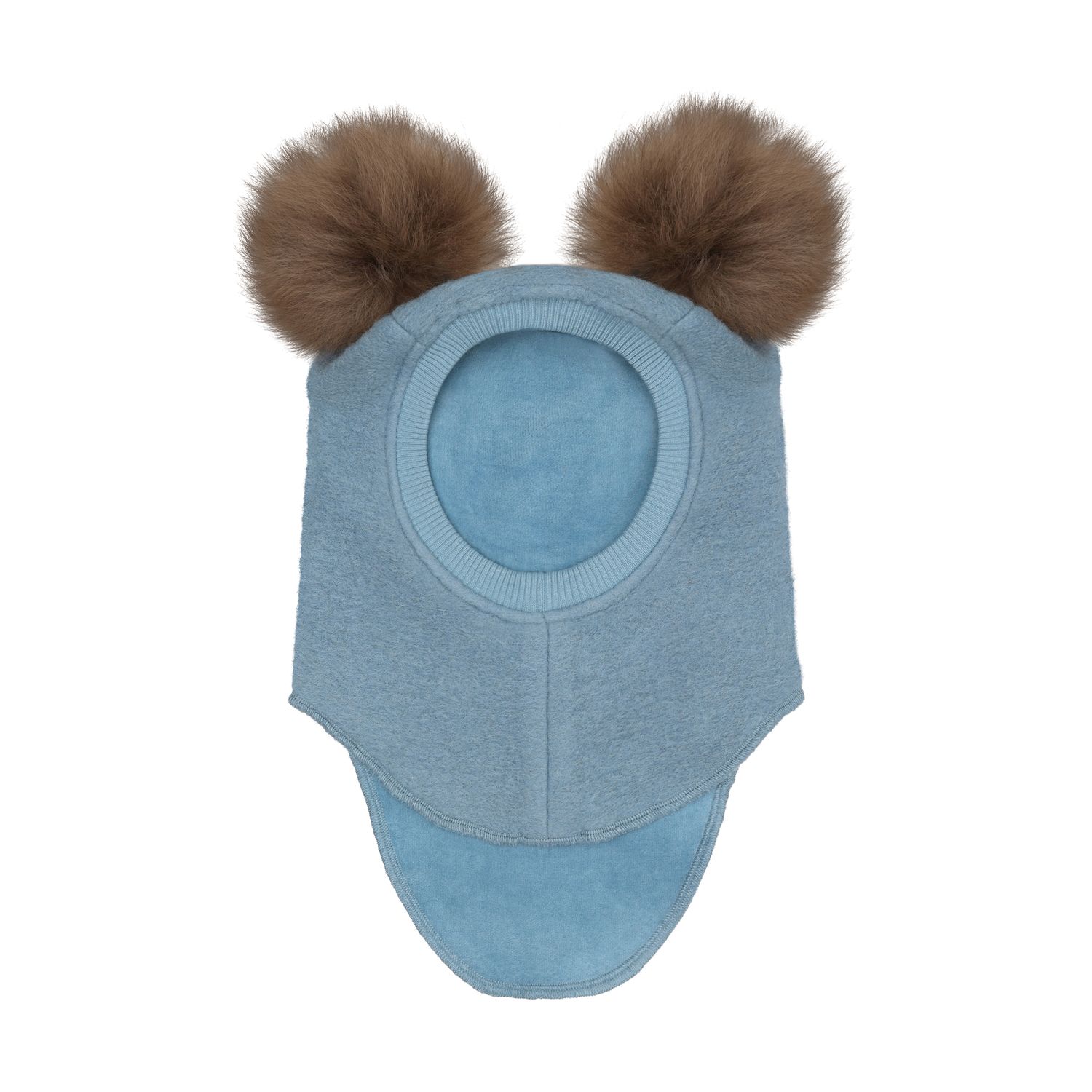 Huttelihut Balaclava Wool Alpaca Pompoms, Windward Blue