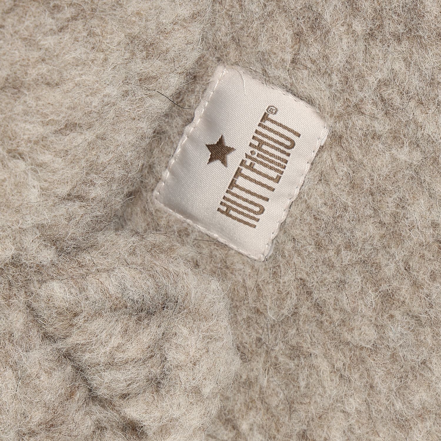 Huttelihut Balaclava m/ører, Ull Teddy, Camel Melange