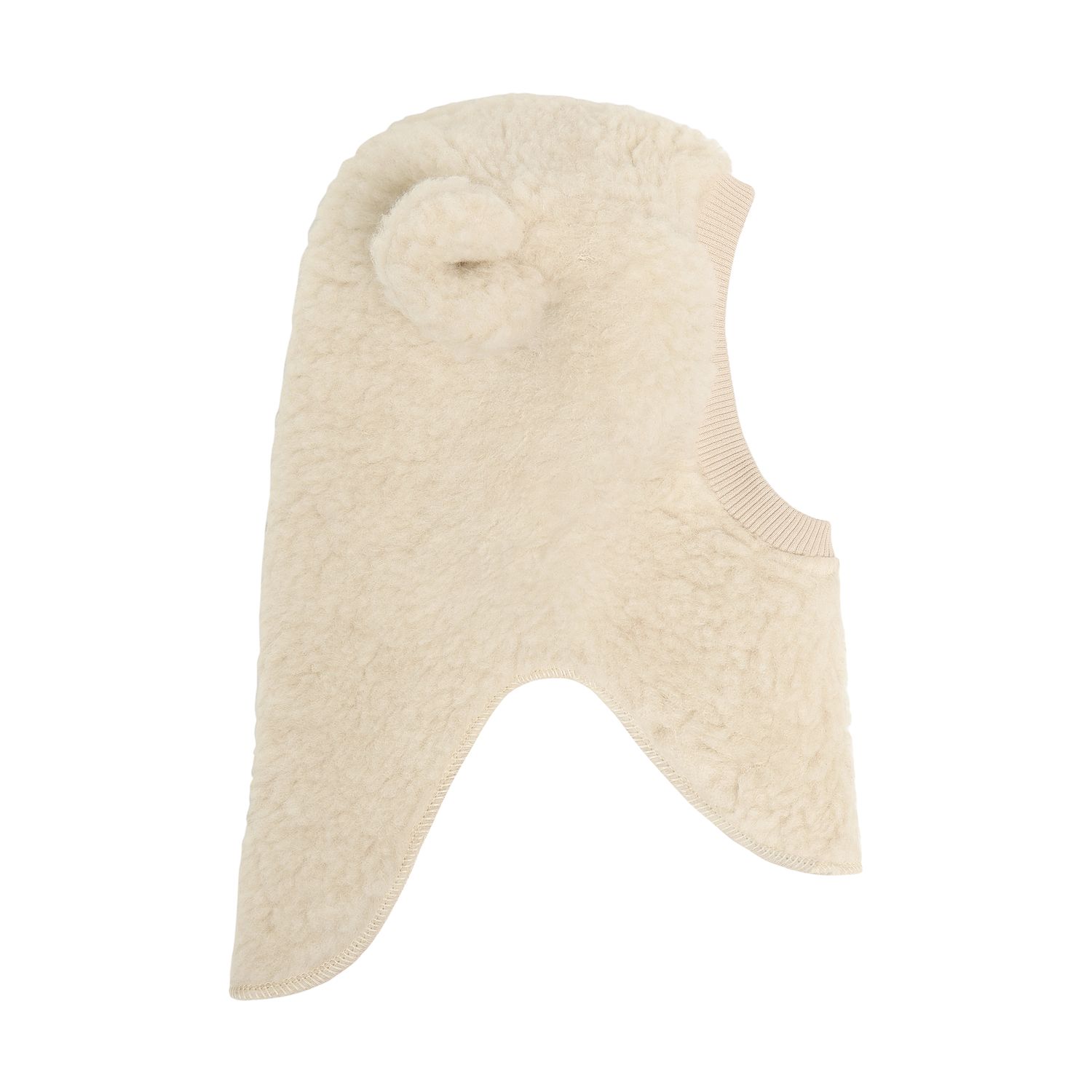 Huttelihut Balaclava m/ører, Ull Teddy, Cemet