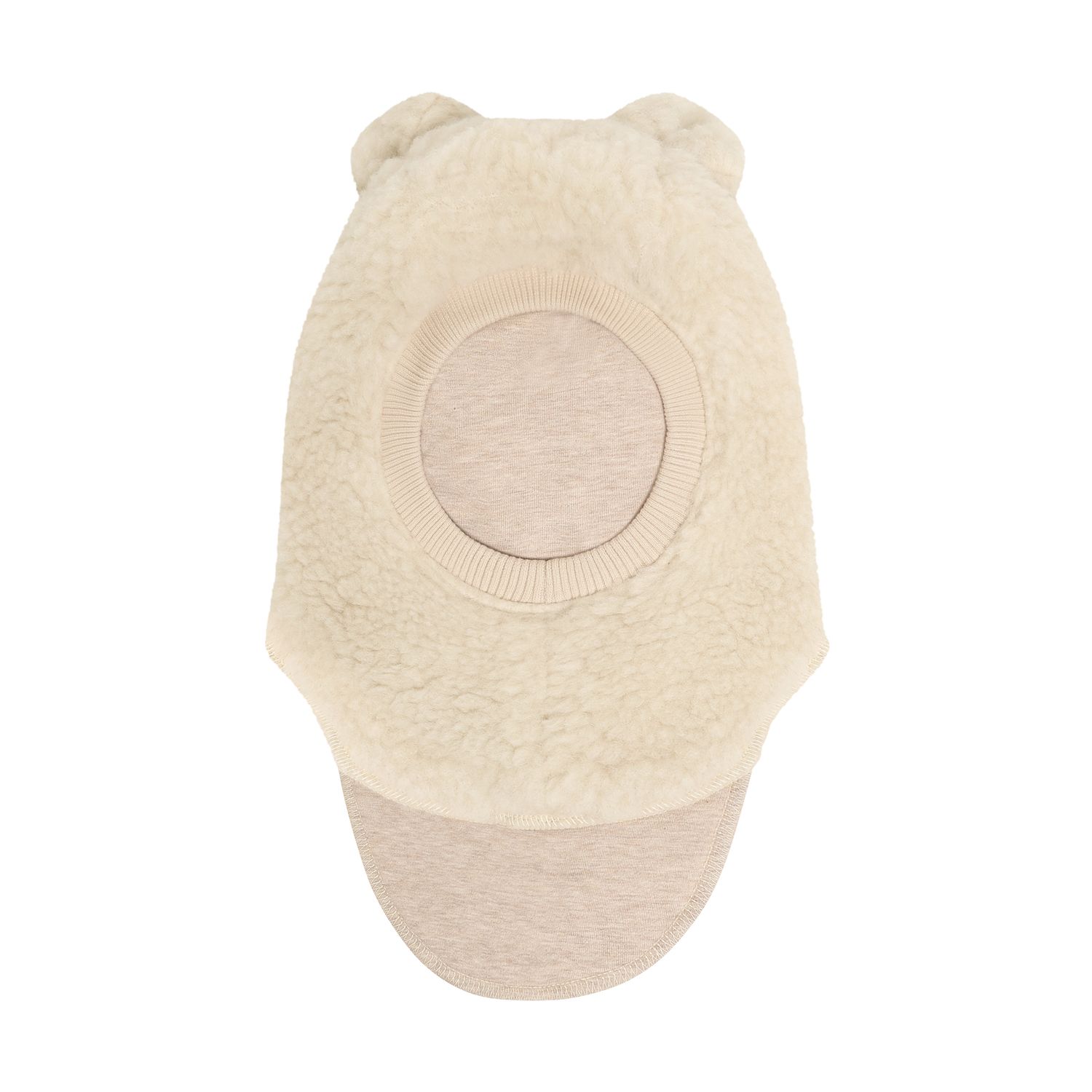 Huttelihut Balaclava m/ører, Ull Teddy, Cemet
