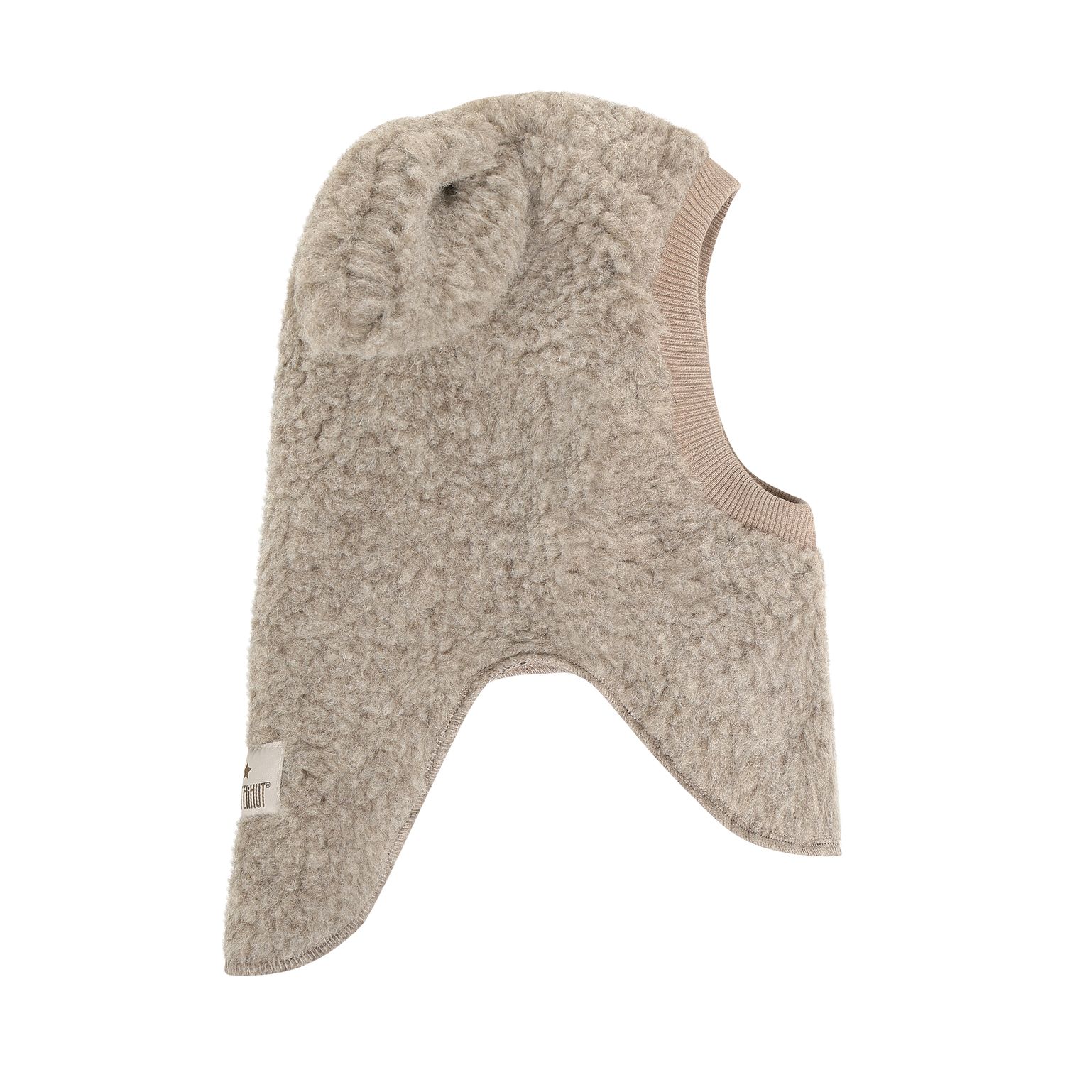 Huttelihut Balaclava m/ører, Ull Teddy, Brown/Camel M
