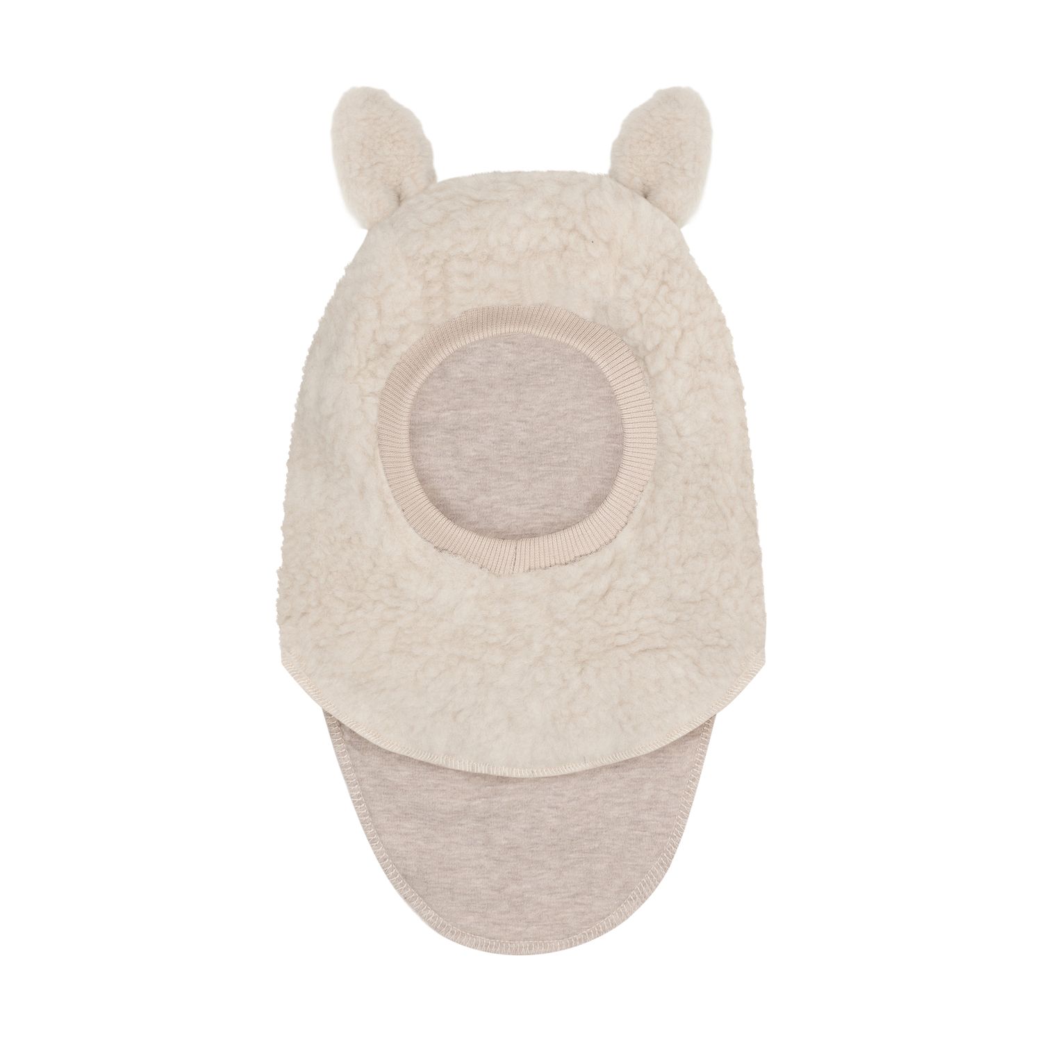 Huttelihut Balaclava m/ører, Ull Teddy, Grey/Cement
