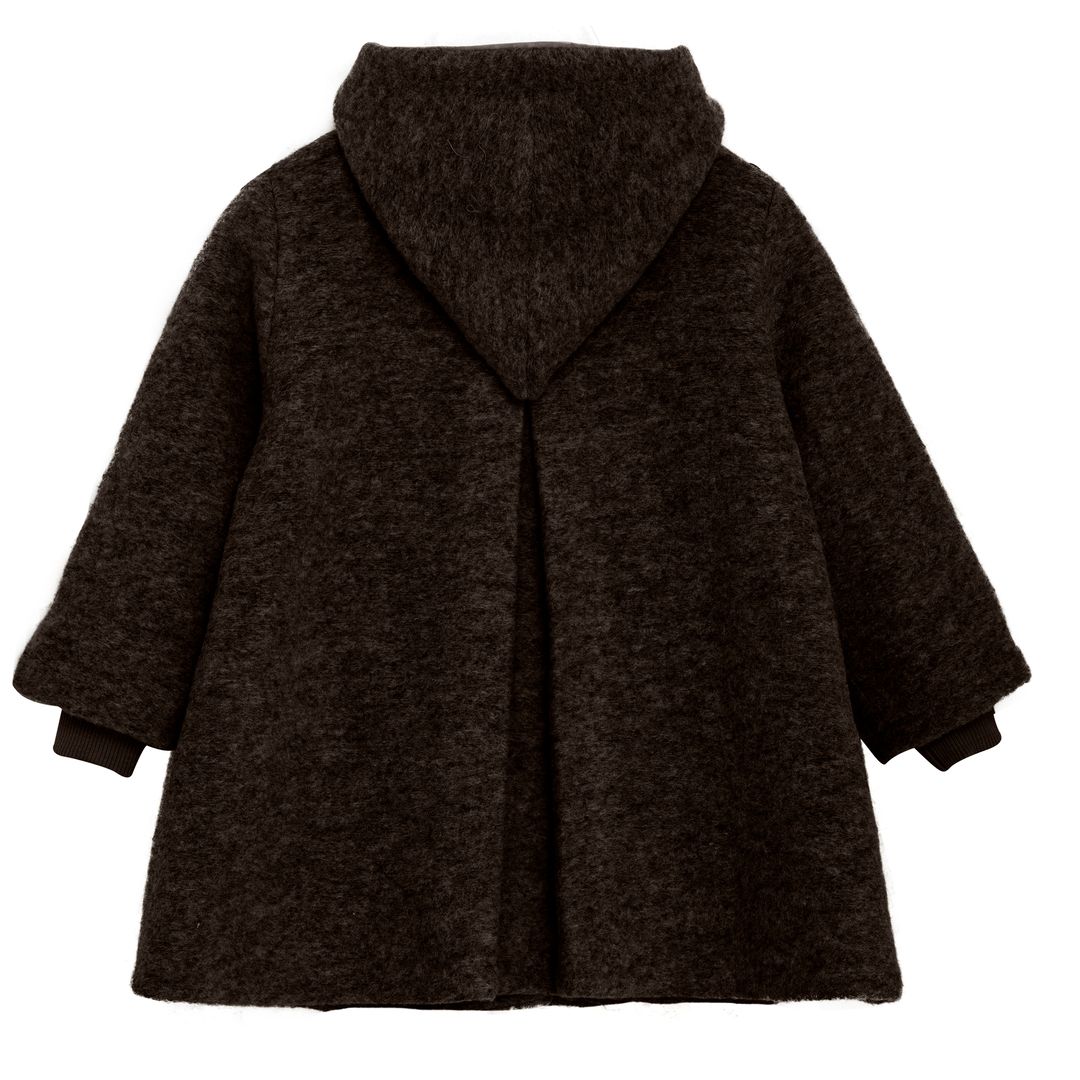 Jakke, Huttelihut, Hood Wool w. Lining, Dark Brown Melange
