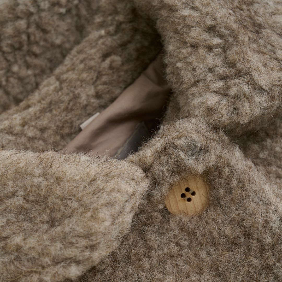 Jakke, Huttelihut, Wool Teddy w. Lining, Camel Melange