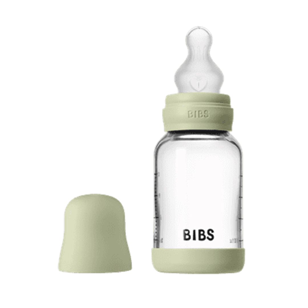 BIBS Glassflaske, Silikon, 120 ml, Slow Flow, Sage