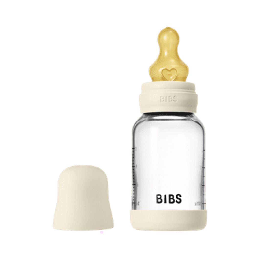 BIBS Glassflaske, Latex, 120 ml, Slow Flow, Ivory