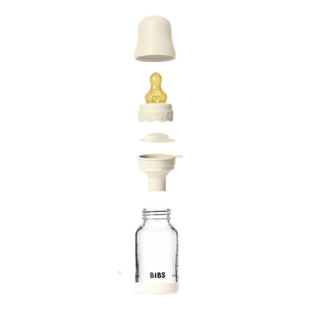 BIBS Glassflaske, Boheme, Latex, 120 ml, Slow Flow, Ivory