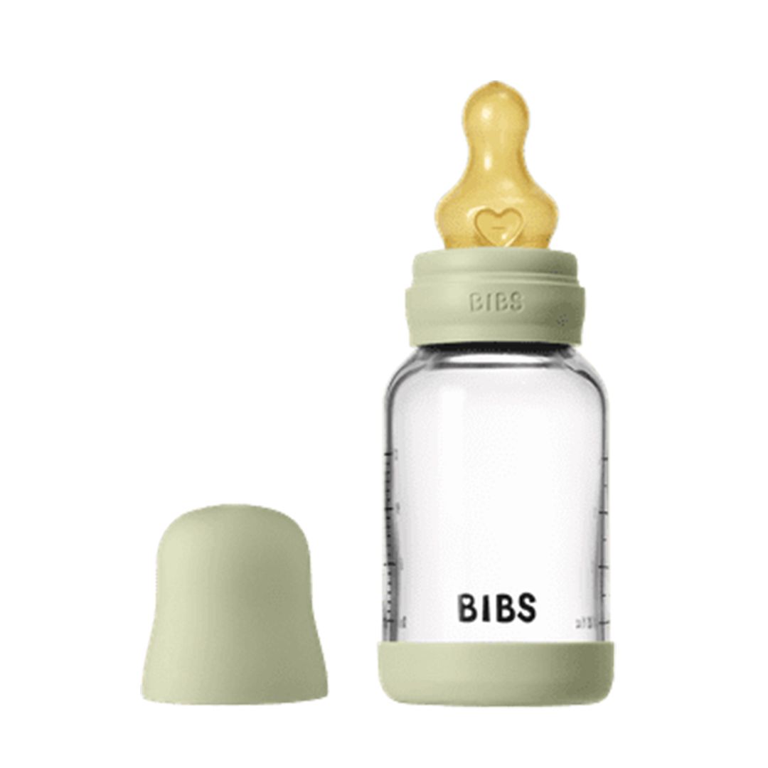 BIBS Glassflaske, Latex, 120 ml, Slow Flow, Sage