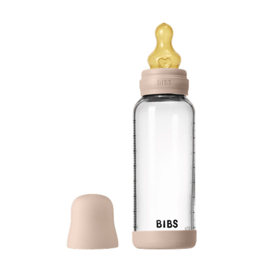 BIBS Glassflaske, Latex, 240 ml, Medium Flow, Blush