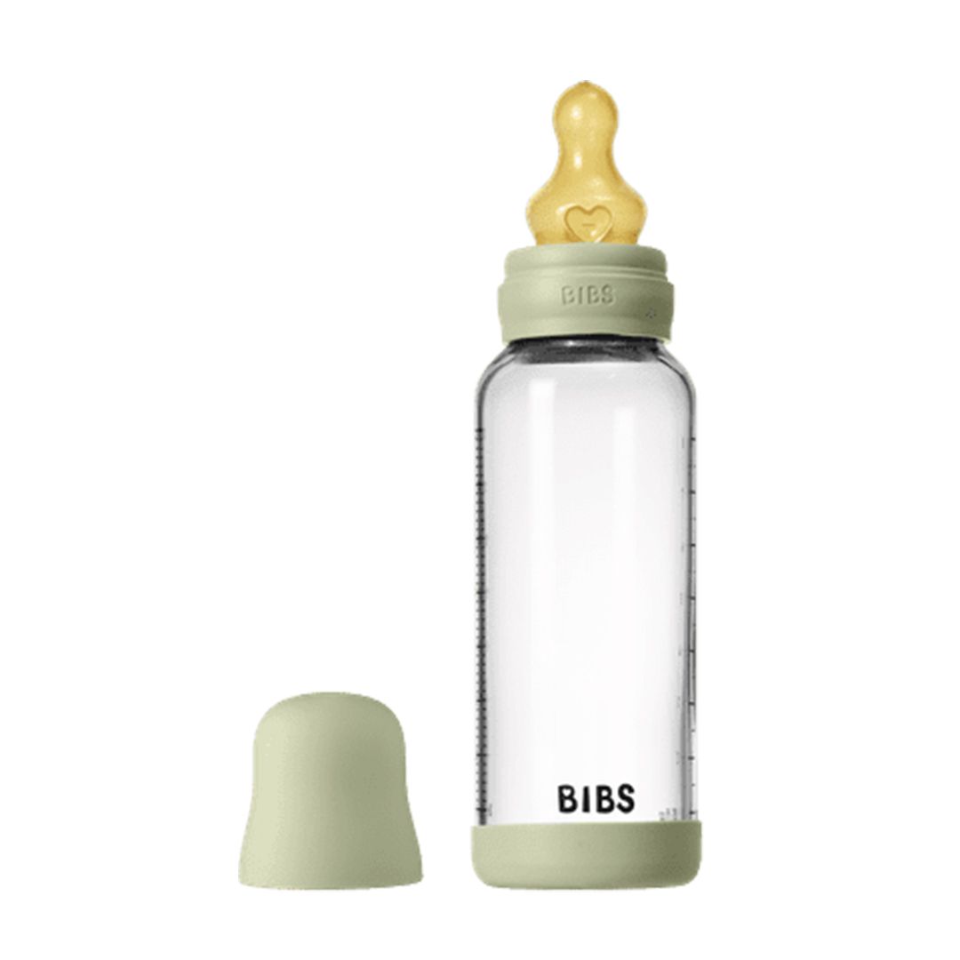 BIBS Glassflaske, Latex, 240 ml, Medium Flow, Sage