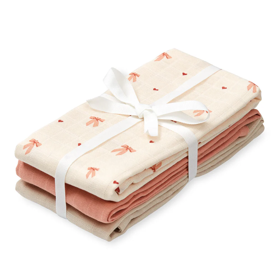 Cam Cam Muslin Kluter, Bows 3pk