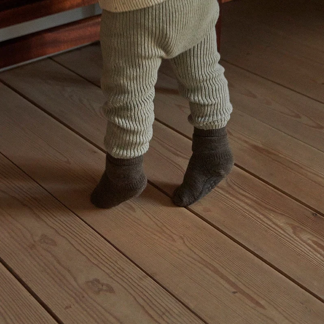 GoBabyGo Antiskli Ullsokker, Brown Melange