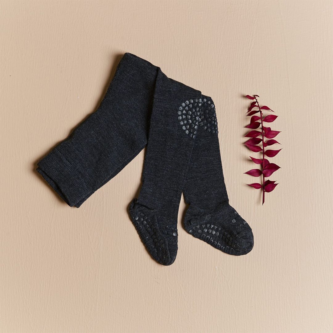 Ullstrømpebukse, GoBabyGo, Antiskli, Dark Grey Melange