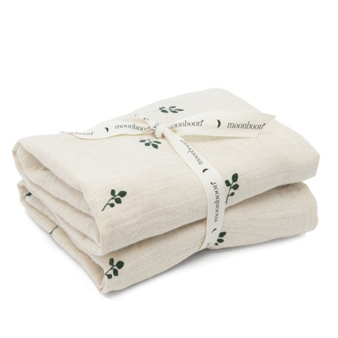 Moonboon musselin babyteppe, Leaf 2pk