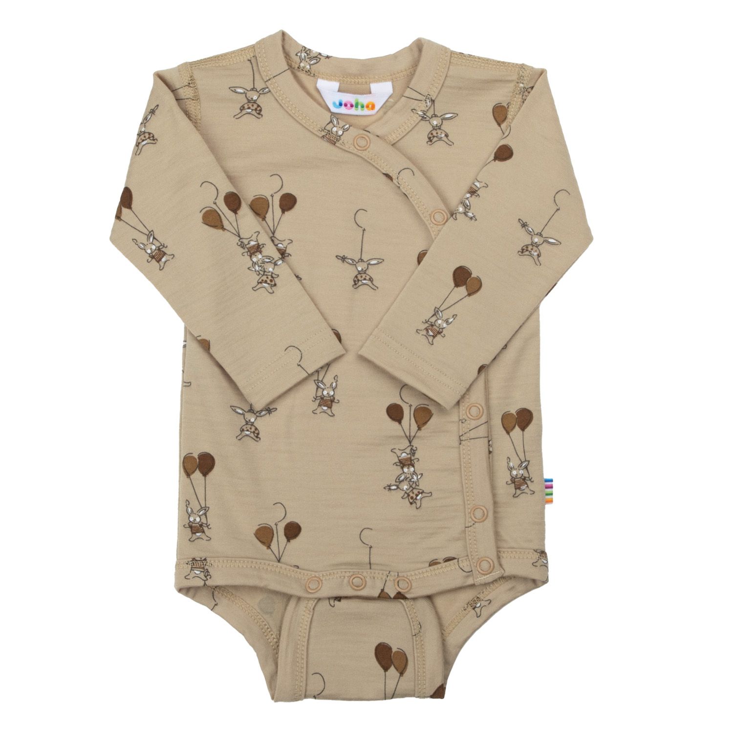 Body m/sideknepp, Joha, Merinoull, Beige
