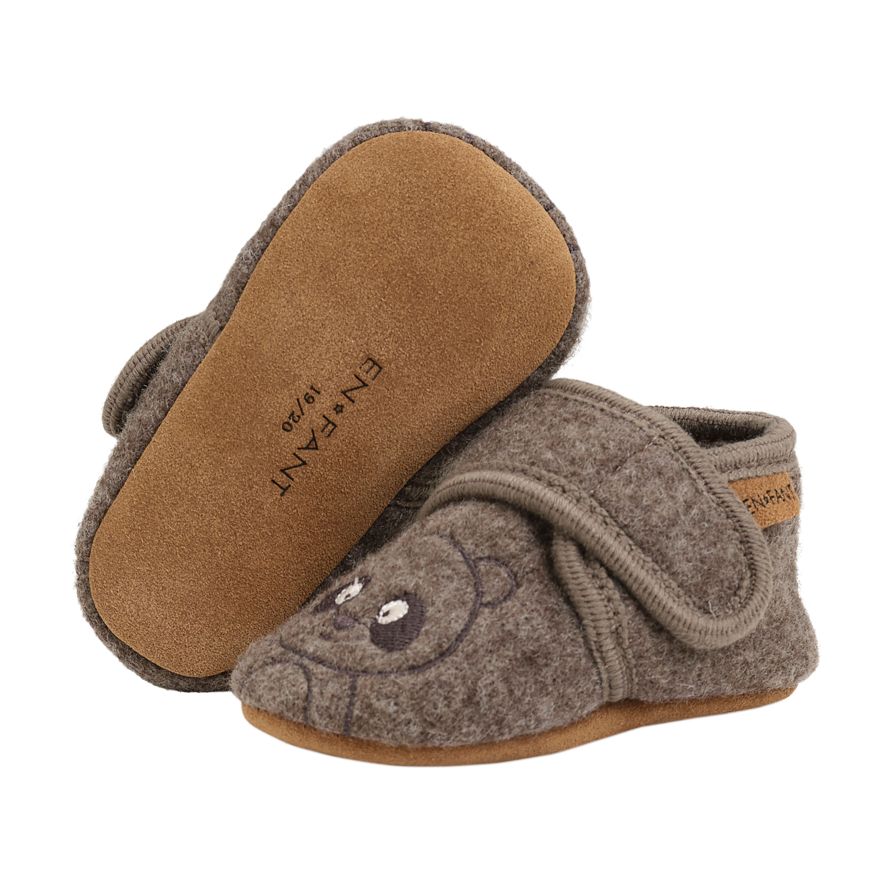 EnFant Ulltøfler m/Broderi, Chocolate Brown