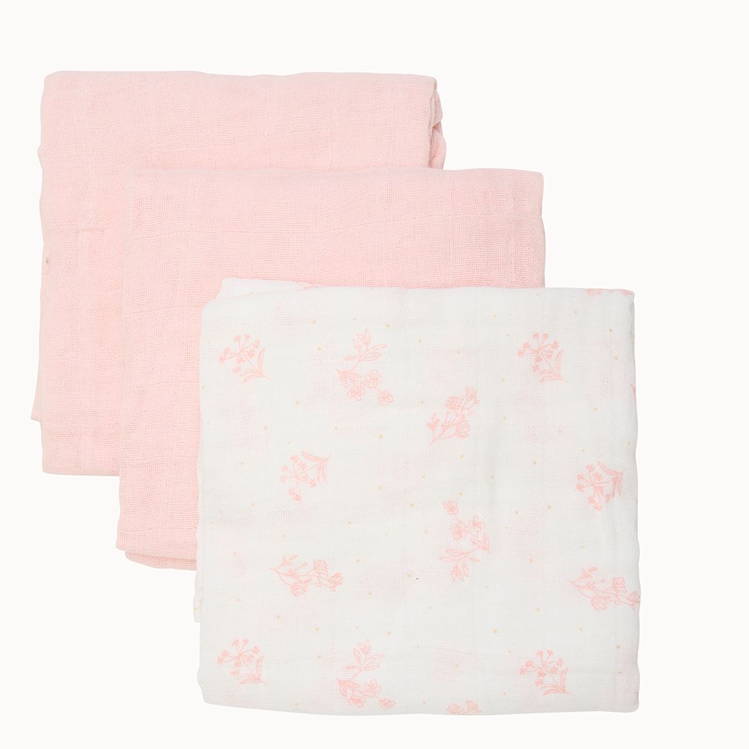 Gassklut, Pippi, Muslin, Veiled Rose, 3pk