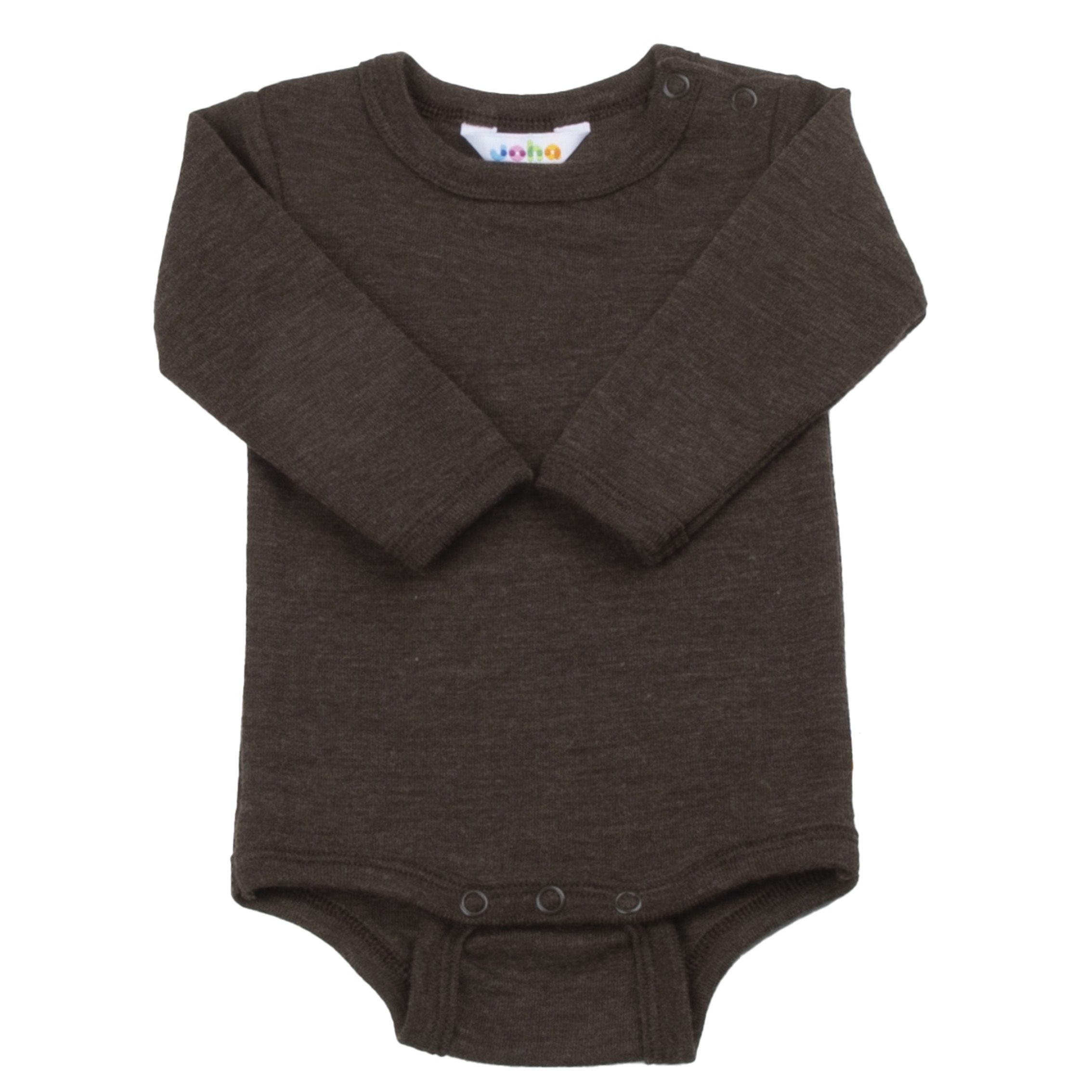 Langermet Body, Joha, Merinoull, Mørk Brun