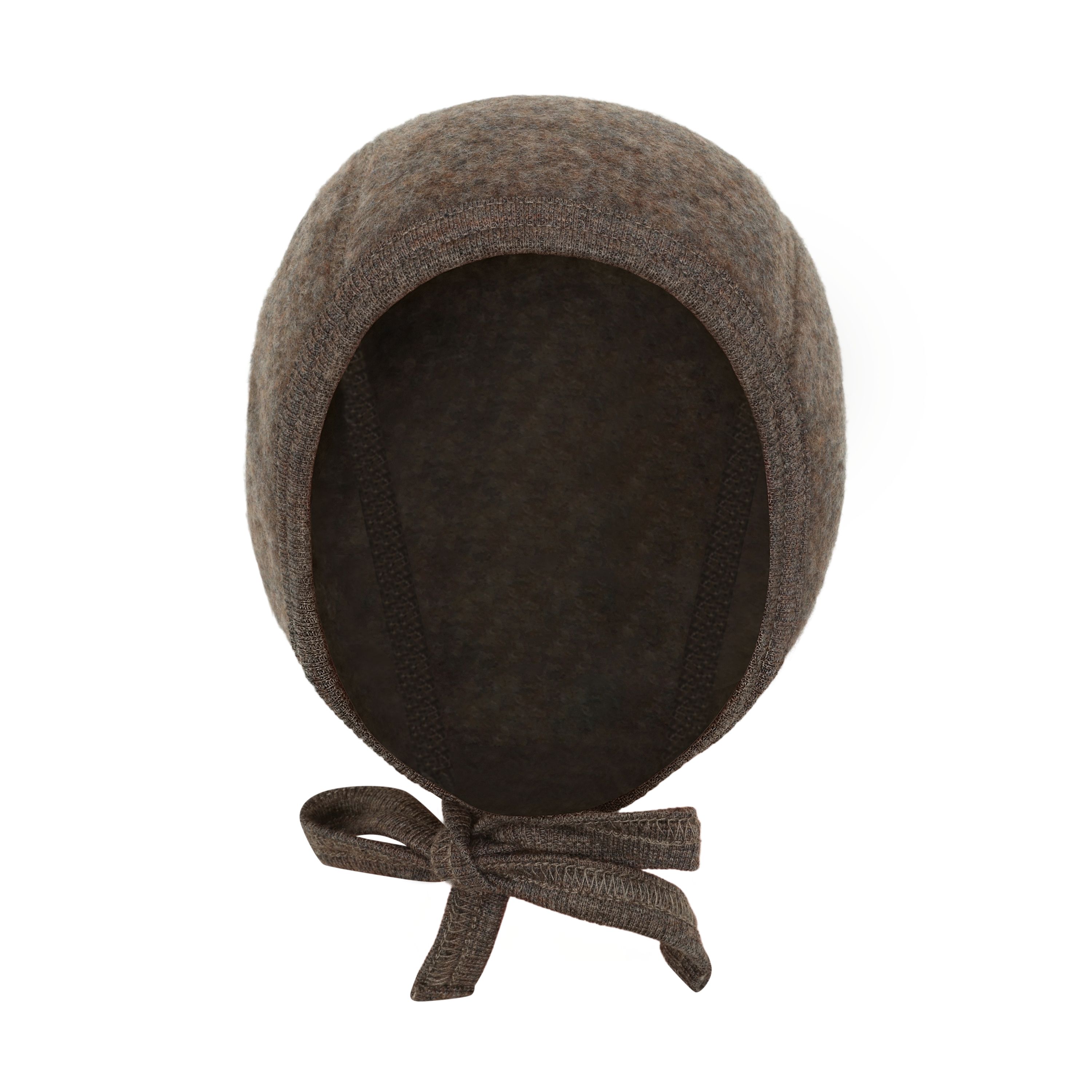 Huttelihut Lue m/knyting, Ull Brown Melange 