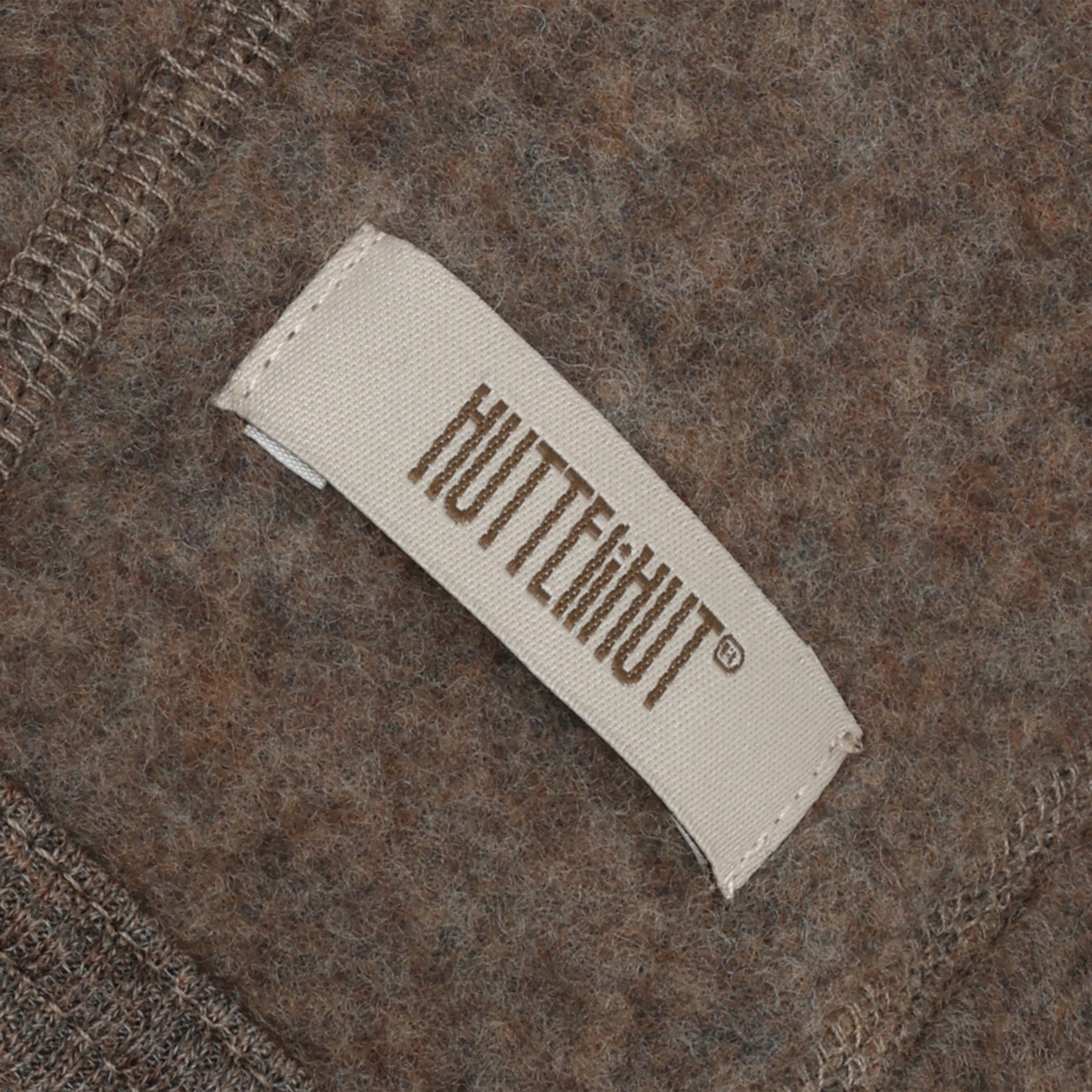 Huttelihut Lue m/knyting, Ull Brown Melange 
