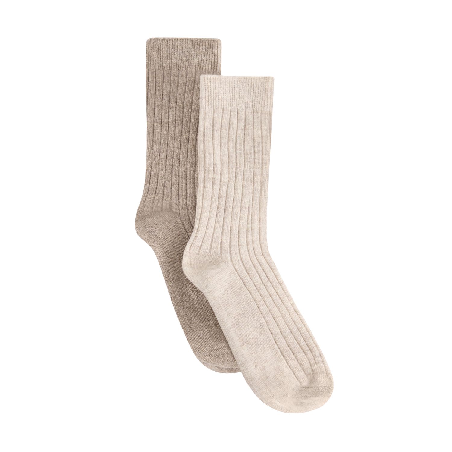 Huttelihut Sokker, Ull Rib, 2pk Camel Melange