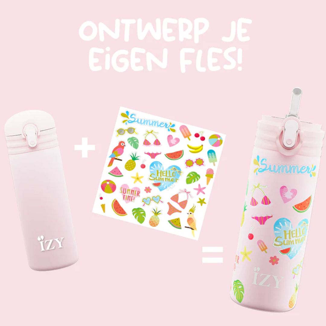 Drikkeflaske, IZY Kids, Pink Summer, 350 ml