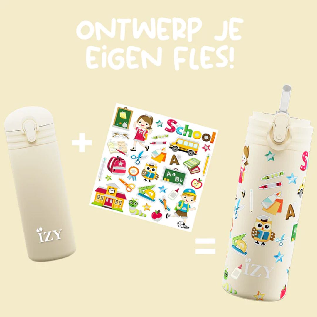 Drikkeflaske, IZY Kids, Yellow School, 350 ml