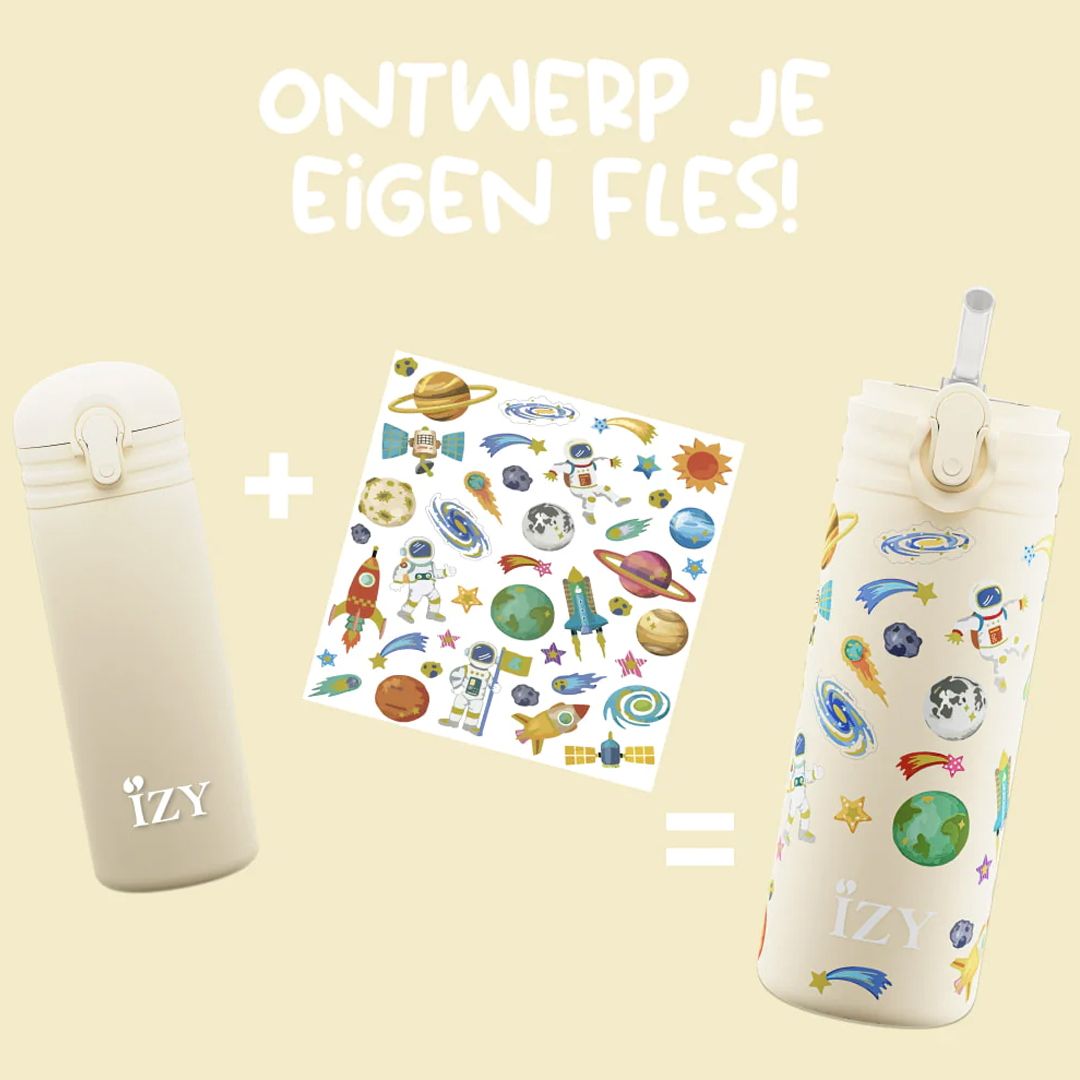 Drikkeflaske, IZY Kids, Yellow Space, 350 ml