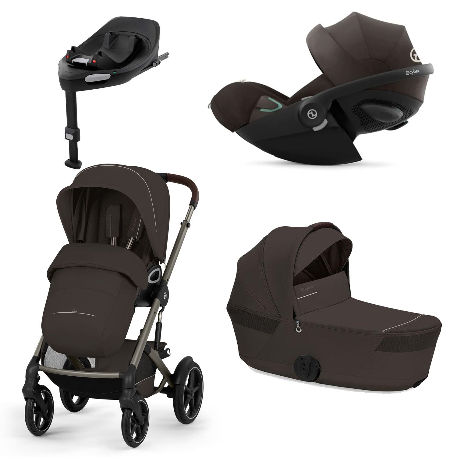 Cybex Talos S Lux, Chocolate Brown Fold Cot, Inkl. Cloud G3, Chocolate Brown + Base