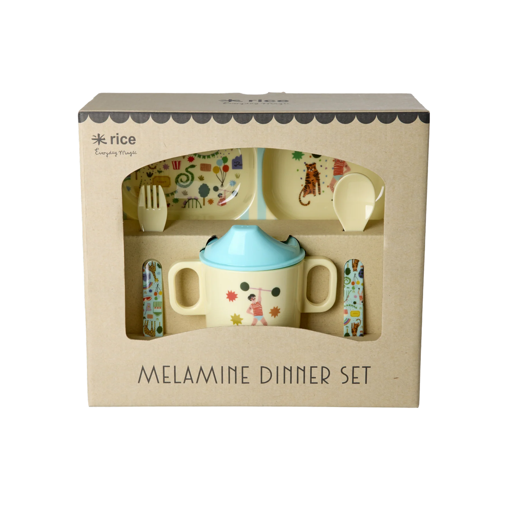 Babyservise i gaveeske, Mint karnevalmotiv, Rice