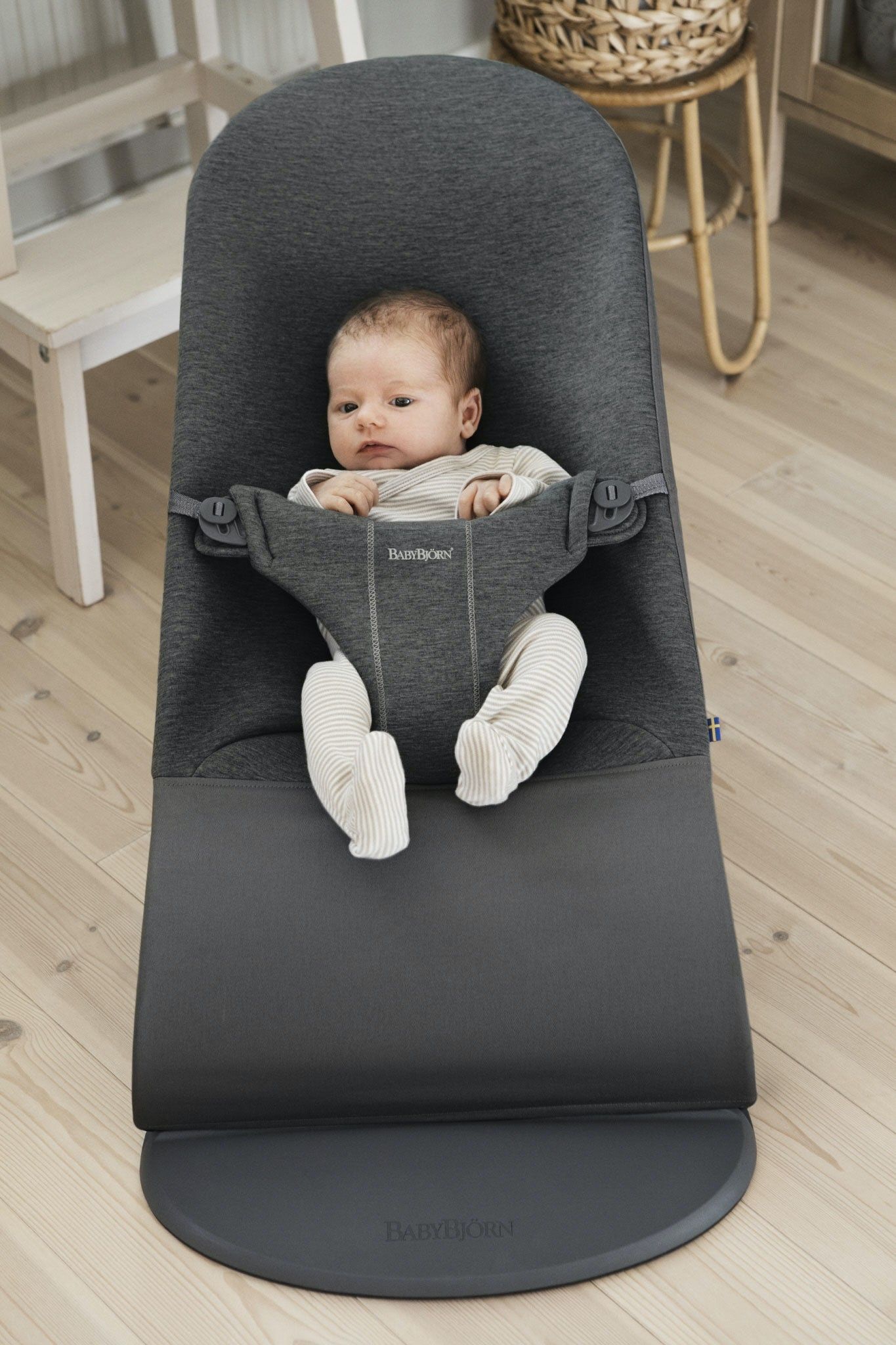 BabyBjørn Bliss Vippestol,Svartgrå, 3D Jersey