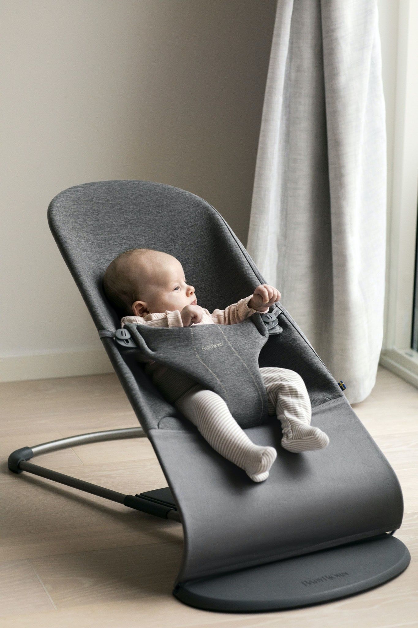 BabyBjørn Bliss Vippestol,Svartgrå, 3D Jersey