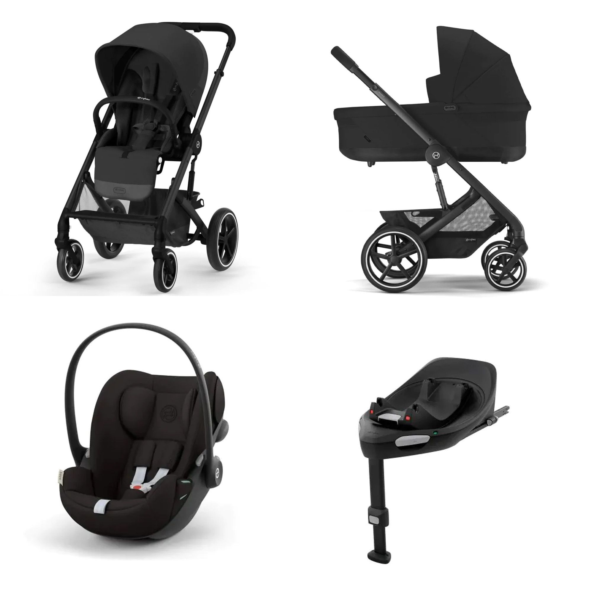 Cybex Balios S Lux 4n1 - Moon Black, nyfødtpakke, ink Cloud G og base