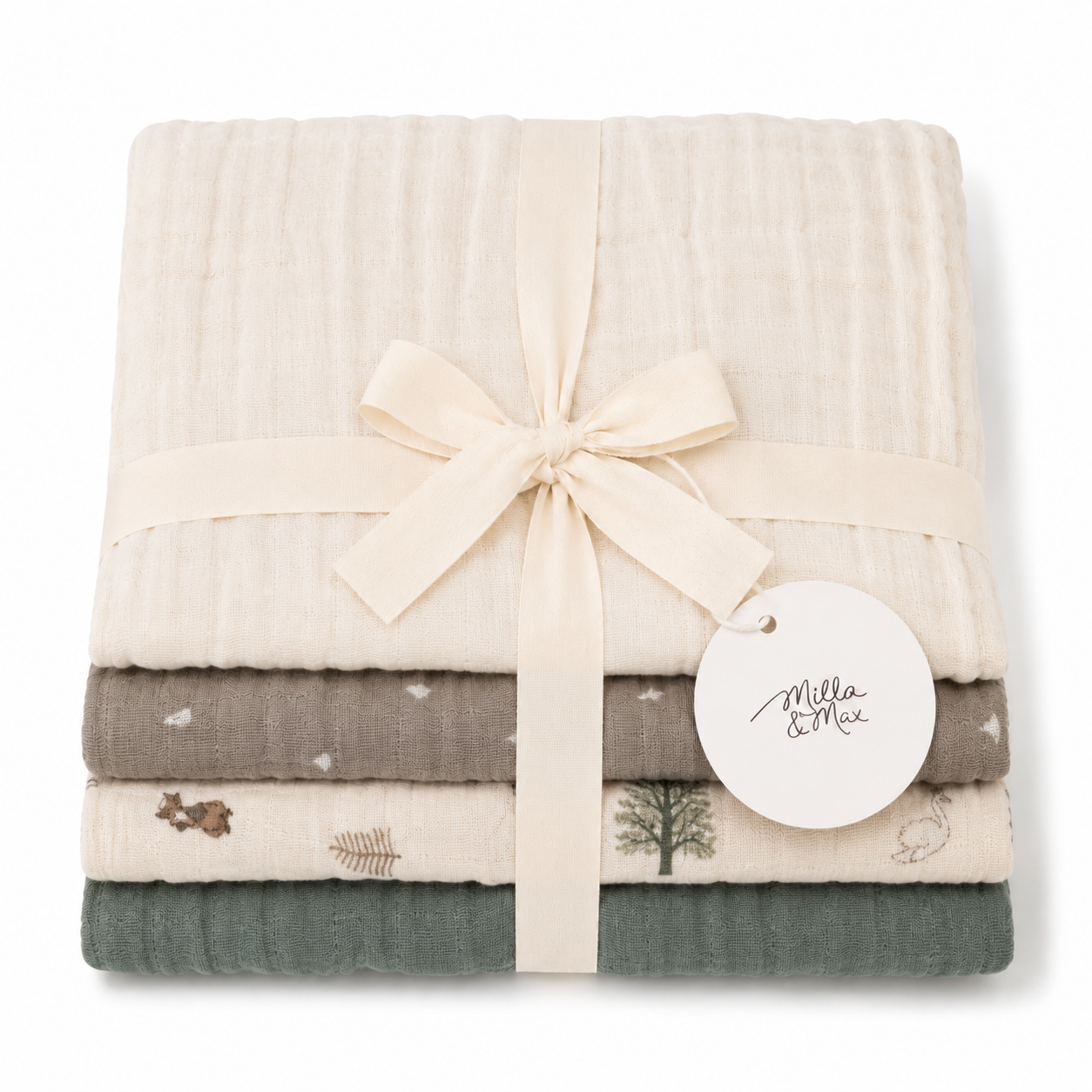 Muslin Gasskluter, Milla&Max, Forest, 4pk