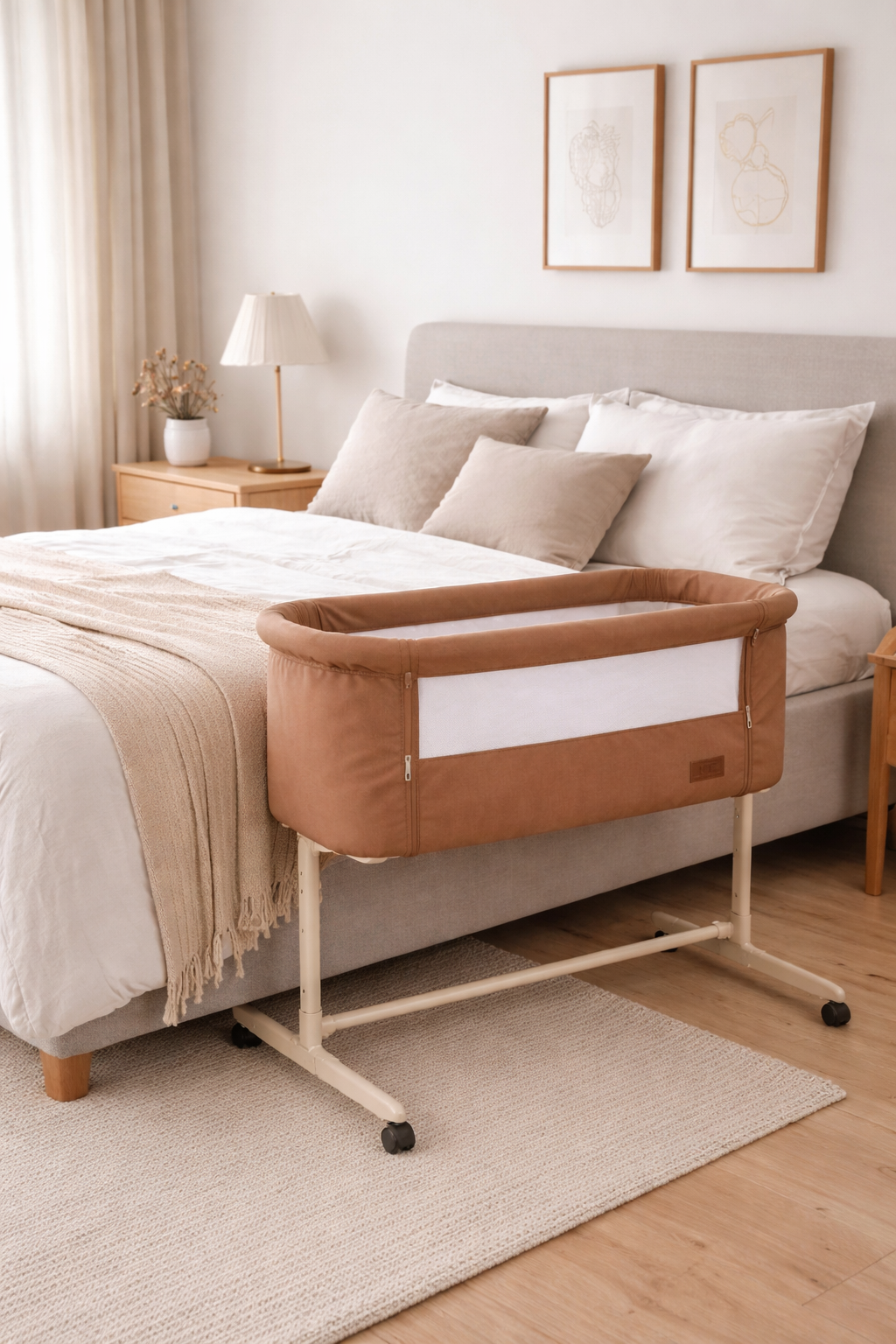 4ME, Premium Bed-Side Crib, Warm Brown