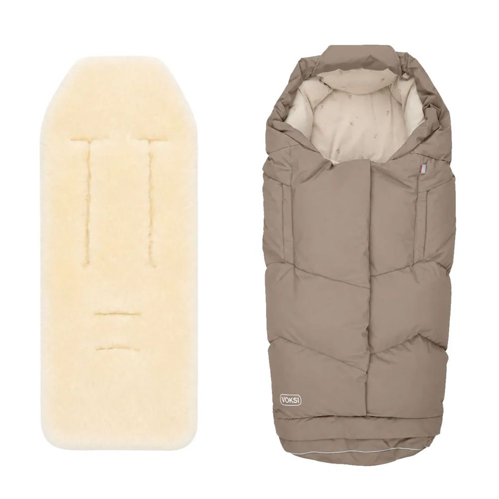 Vognpose, Voksi®, City North, Walnut Cream + Lammeskinn til vogn, Natur