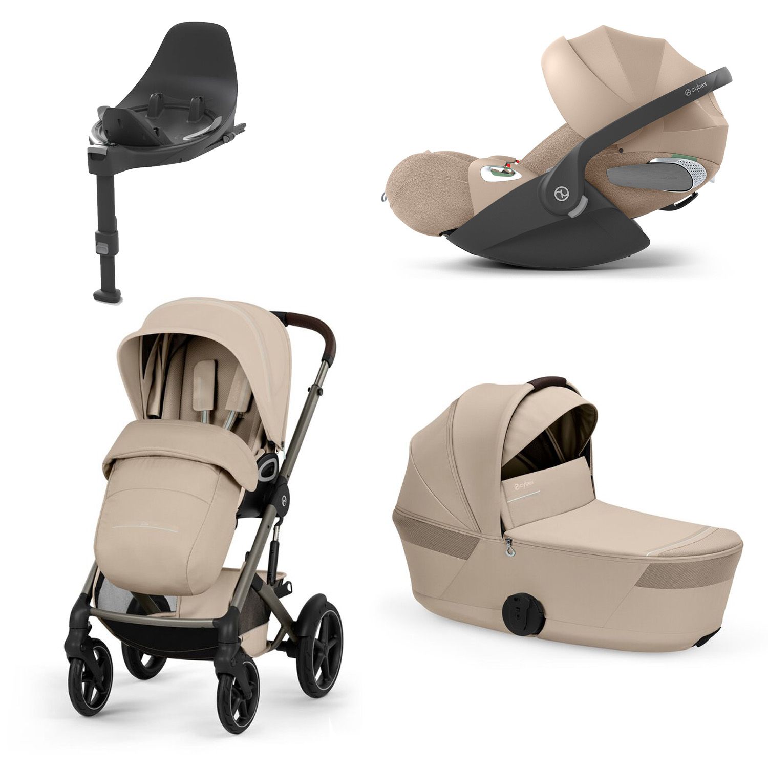 Cybex Talos S Lux, Almond Beige Fold Cot, Inkl. Cloud T, Cozy Beige + Base