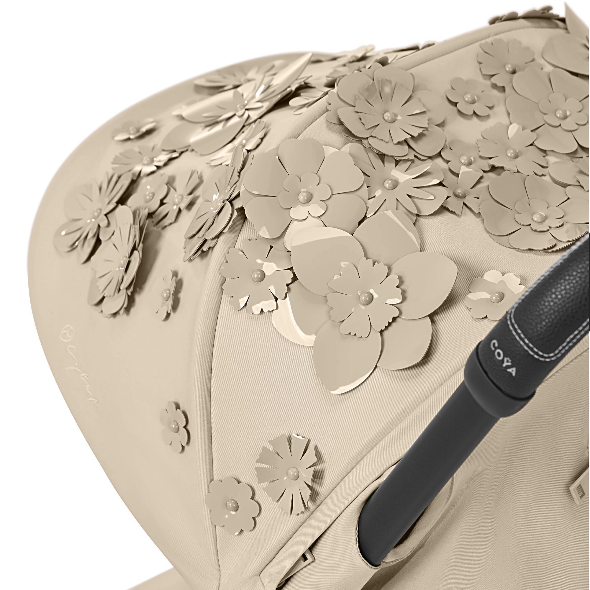 Cybex Coya, Matt Black, Flowers Beige, Barnevogn