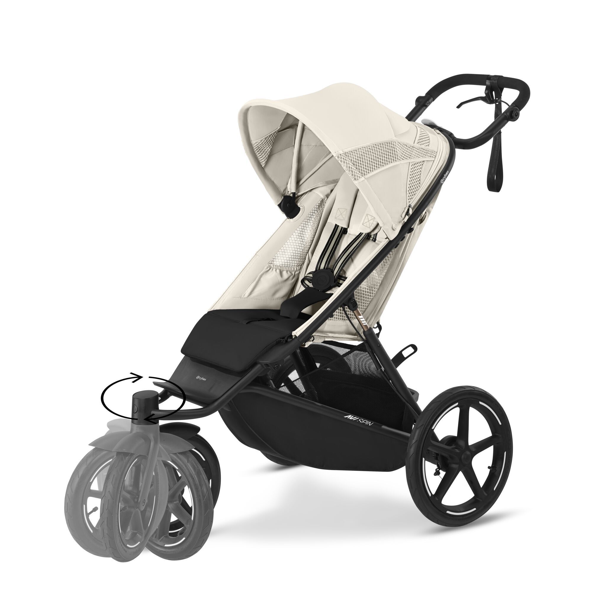 Cybex Avi Spin, BLK Seashell Beige, Barnevogn