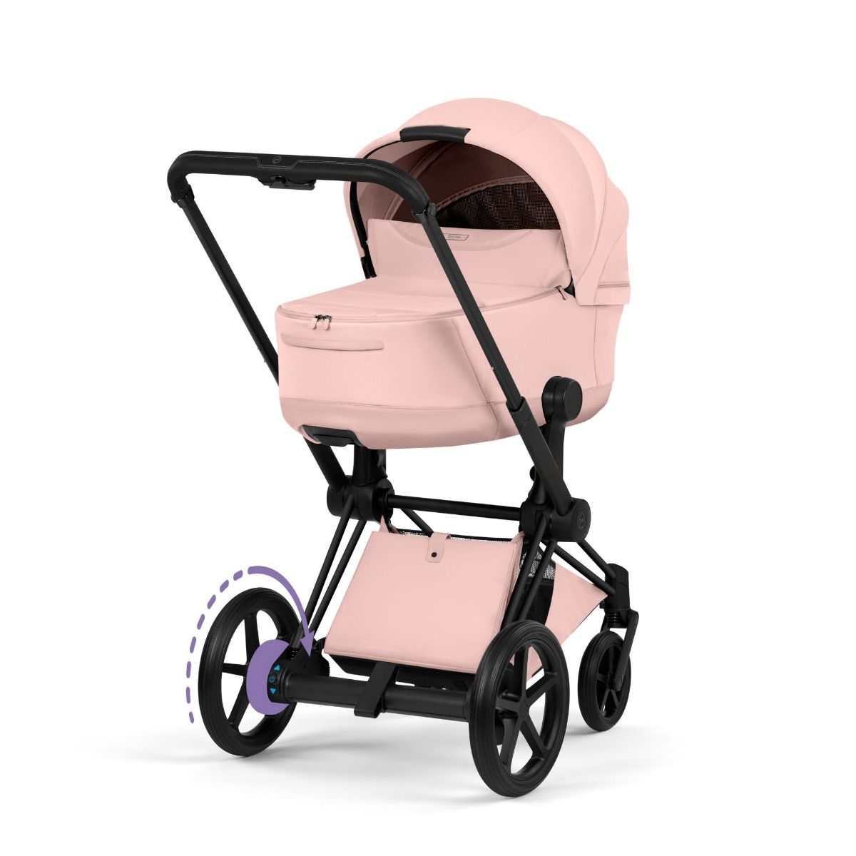 Cybex ePriam, Style Collection, Komplett Barnevogn, New Generation, Matt Black/Peach Pink