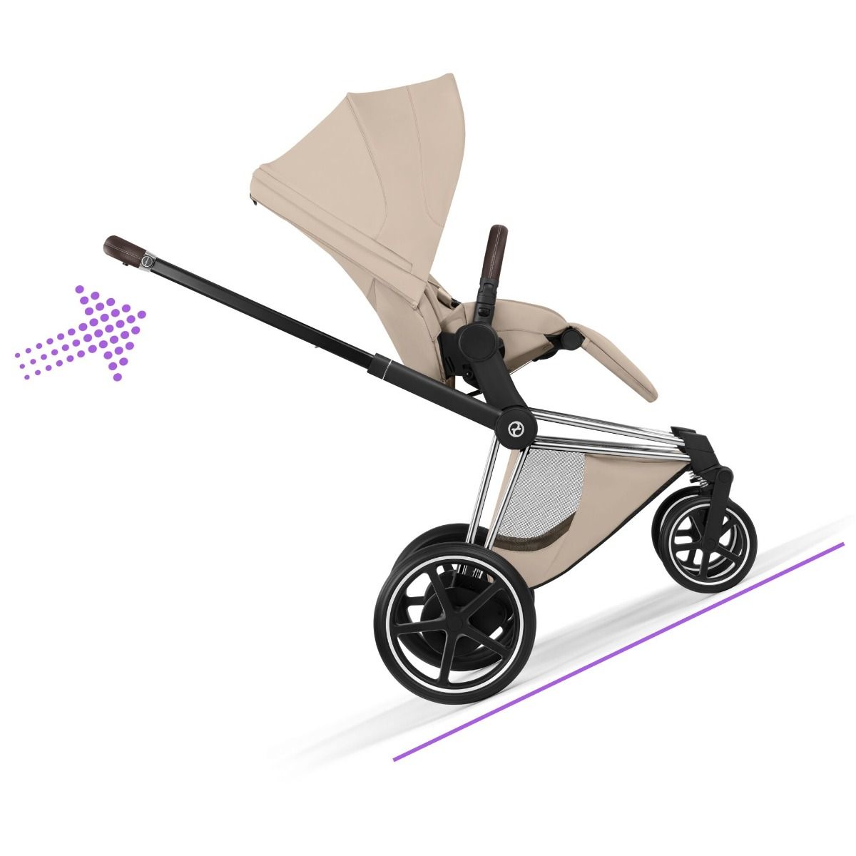 Cybex ePriam, Style Collection, Komplett Barnevogn, New Generation, Chrome/Cozy Beige