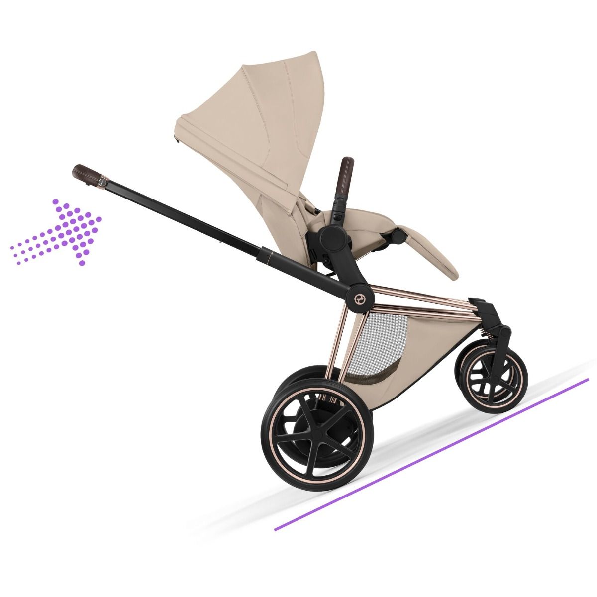 Cybex ePriam, Style Collection, Komplett Barnevogn, New Generation, Rose Gold/Cozy Beige