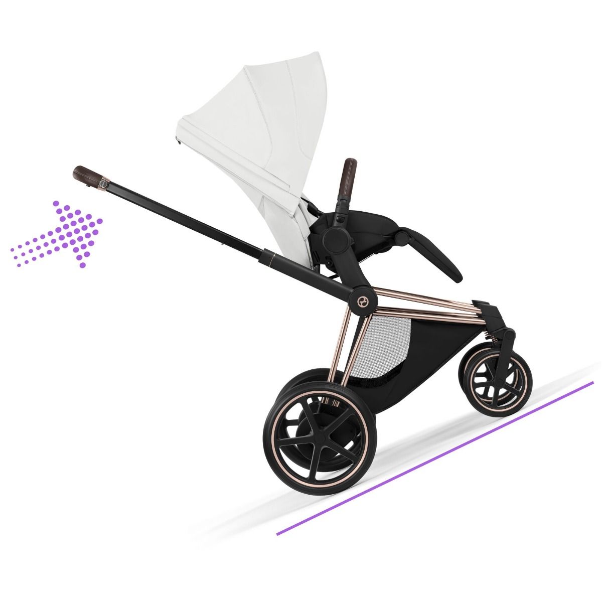 Cybex ePriam, Style Collection, Komplett Barnevogn, New Generation, Rose Gold/Off White