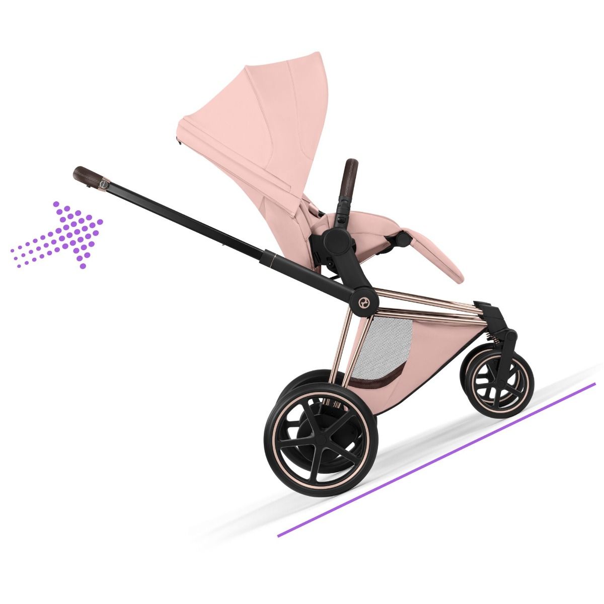 Cybex ePriam, Style Collection, Komplett Barnevogn, New Generation, Rose Gold/Peach Pink