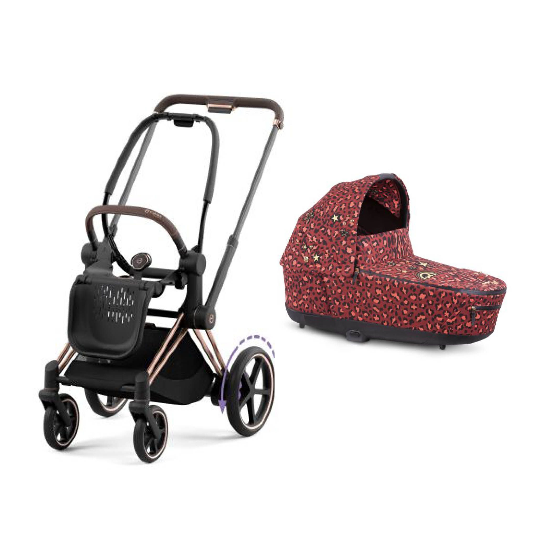Cybex E-priam Rosegold inkl. Rosenrot Red Liggedel - Utstillingsmodell