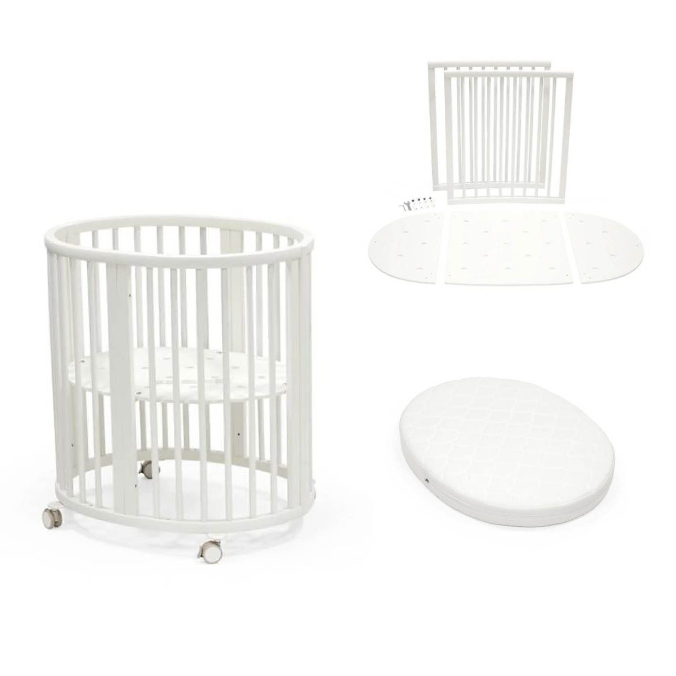 Stokke Mini V3, Hvit, inkl. bed extensions og madrass