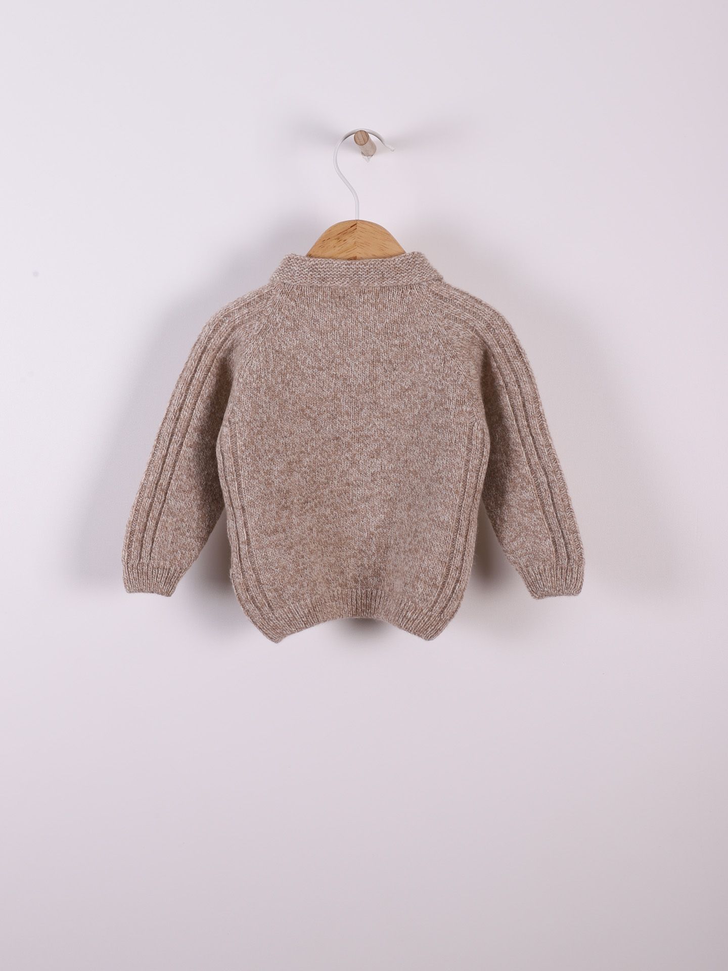 Wedoble Genser m/knepp, Merinoull, Mørk Beige