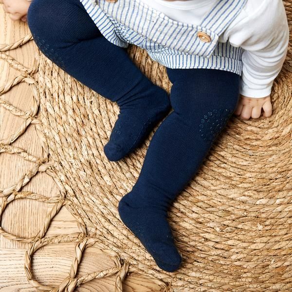 Strømpebukse, GoBabyGo, Antiskli, Bambus, Navy Blue
