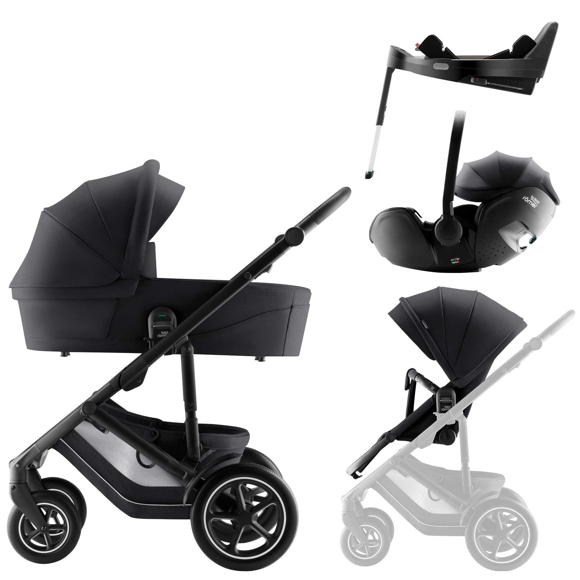 Britax Smile 5z, Carbon Black, 4in1, + Baby-Safe Pro + Base 5Z Vario, Vognpakke