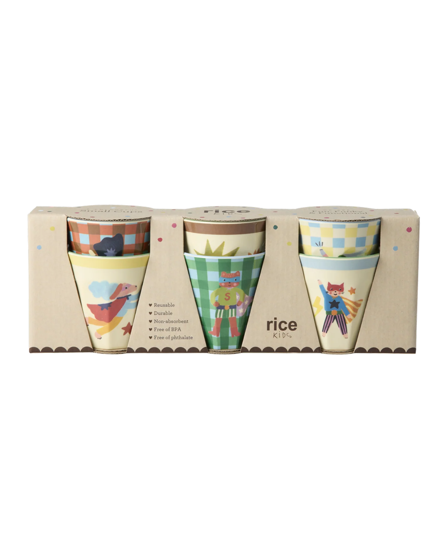 Barnekopper i grønt Hero print 160 ml, 6pk, Rice